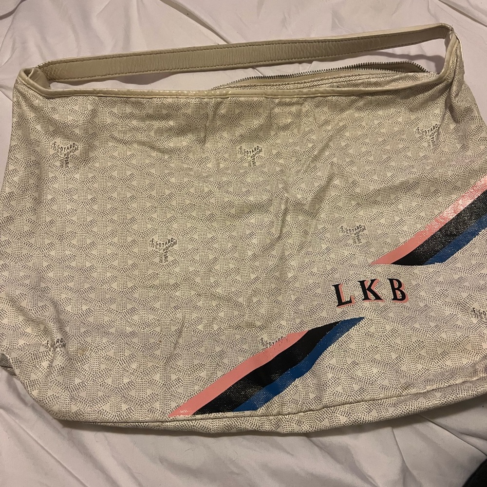 Goyard Fidge hobo shoulder bag white pvc leather / LKB initials